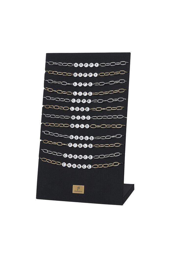 Ketting Display Set Happy Quote Multi Stainless Steel 